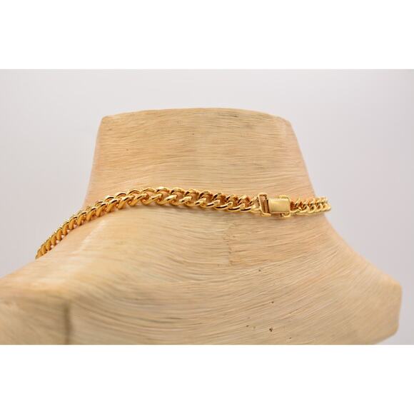 Vintage Chunky Collar Necklace Basket Weaved Cuban Chain Gold NOS 1980s Bin6A - Picture 11 of 12